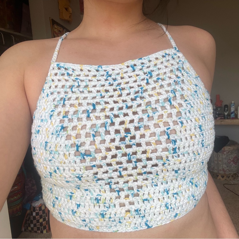 Mesh crochet crop top
